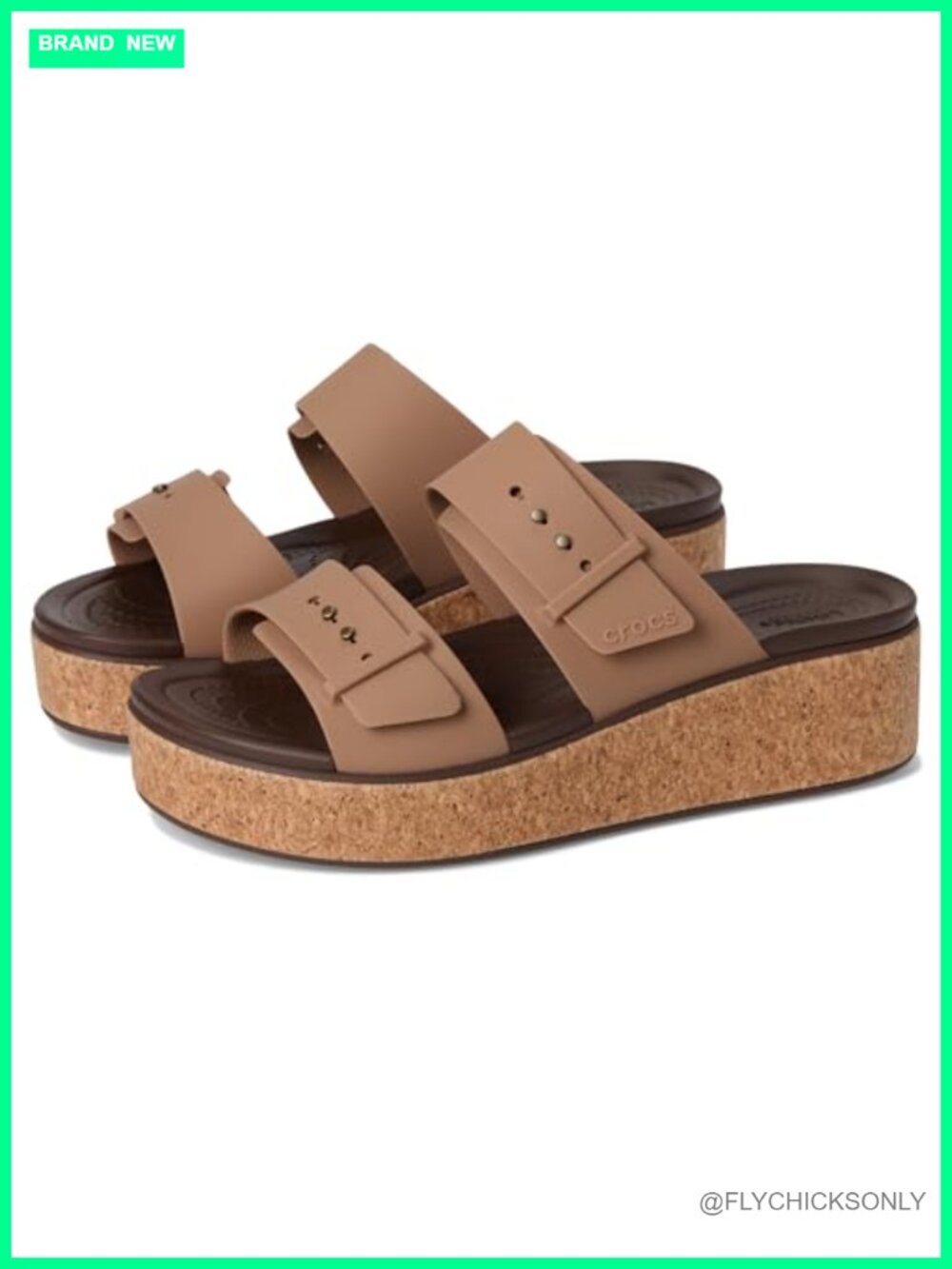 Crocs Brooklyn Cork Buckle Platform Sandals LiteRide Comfort